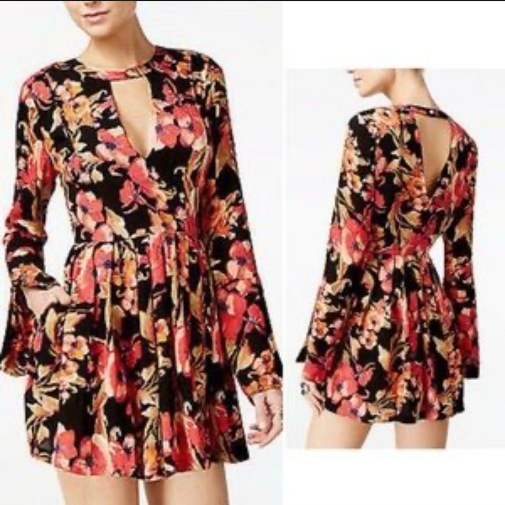Free People Teagan long sleeves floral mini size 8